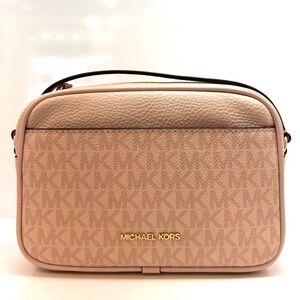 Michael Kors Jet Set Small Leather Camera Crossbody Bag Powder Blush
